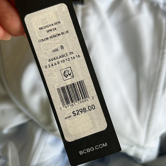 BCBGMaxazria Light Blue Dress with Fringe Detail - Picture 7 of 9